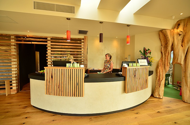 Natural timber detailing in the reception/waiting area.